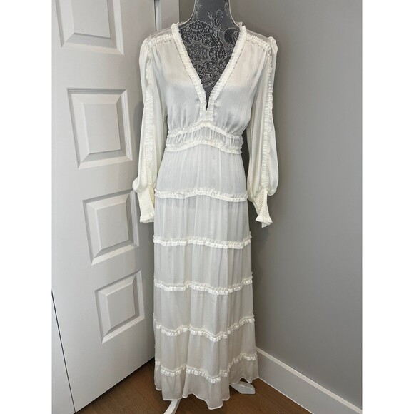 NWT Chelsea & Violet Satin Ruffle Tiered Maxi Dress Boho Wedding Family Photos - Picture 2 of 12